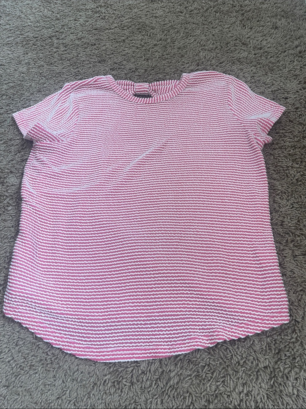 Striped Pink & White Short Sleeve Crewneck Tee